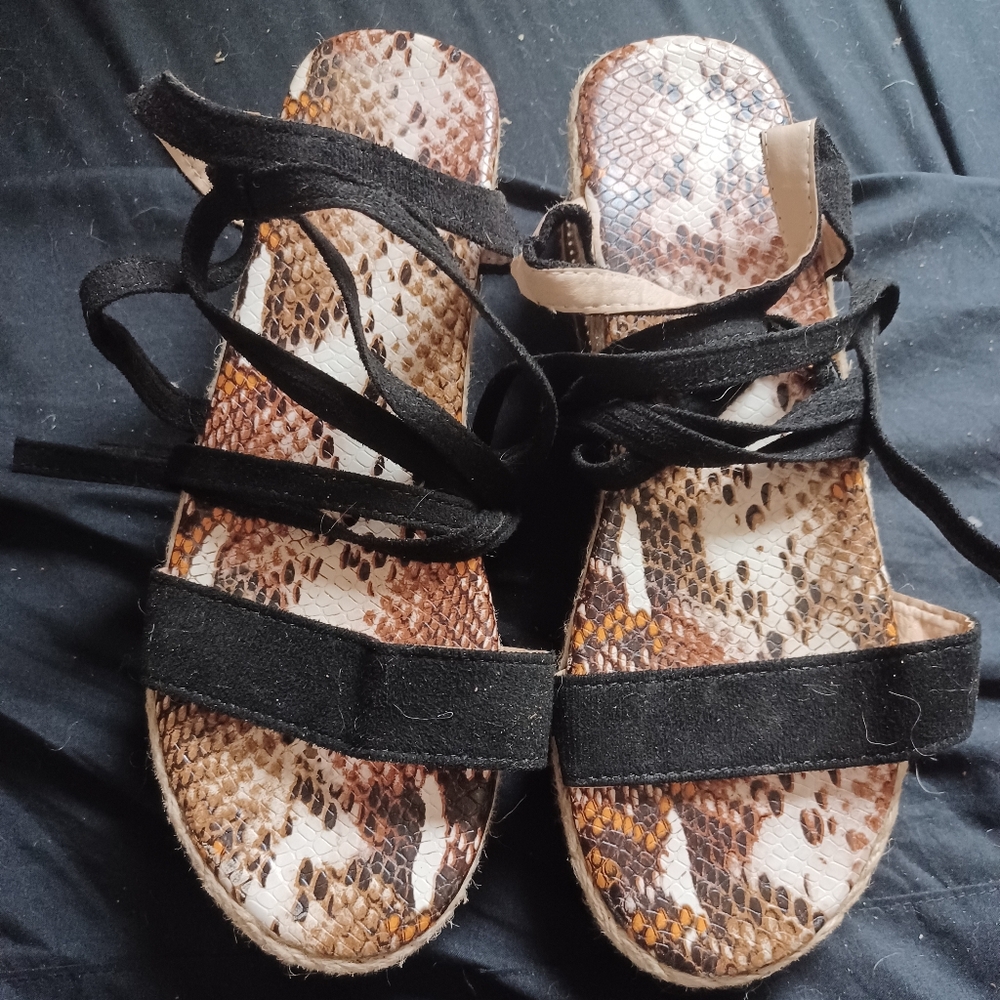 Women's Snakeskin Lace-Up Sandals